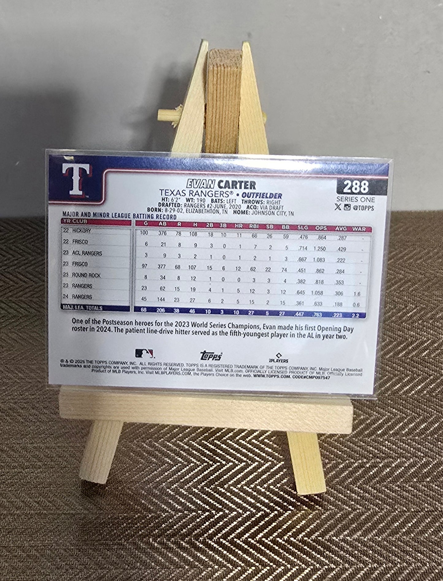 Carte collection Baseball MLB EVAN CARTER