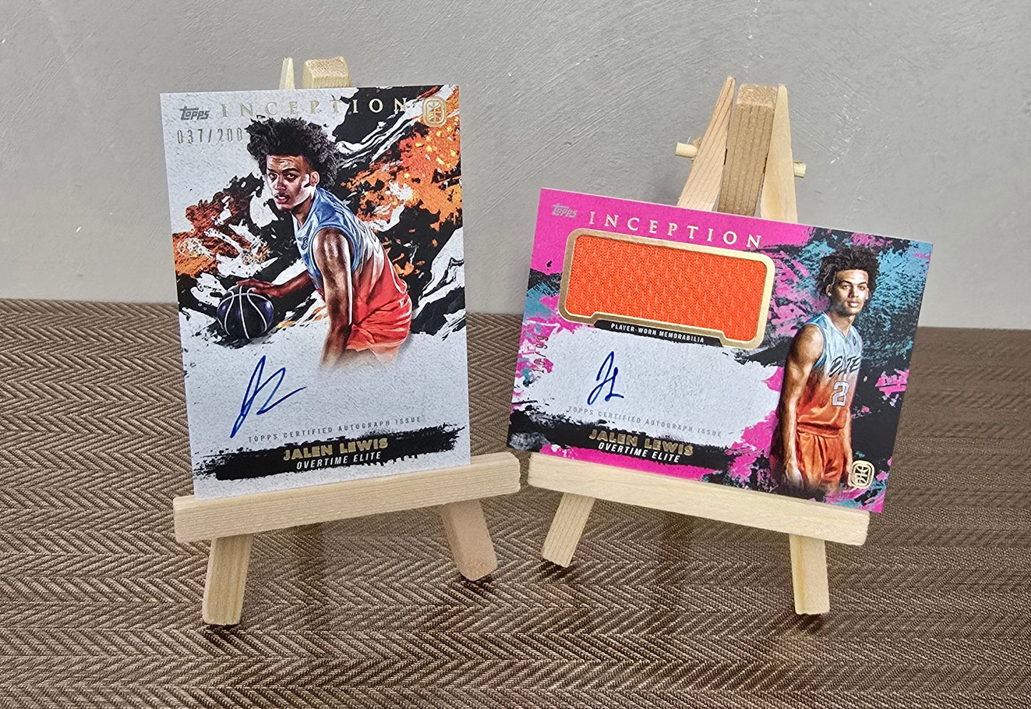 Lot 2 Cartes numérotées Auto Patch collection sport Basketball JALEN LEWIS Topps