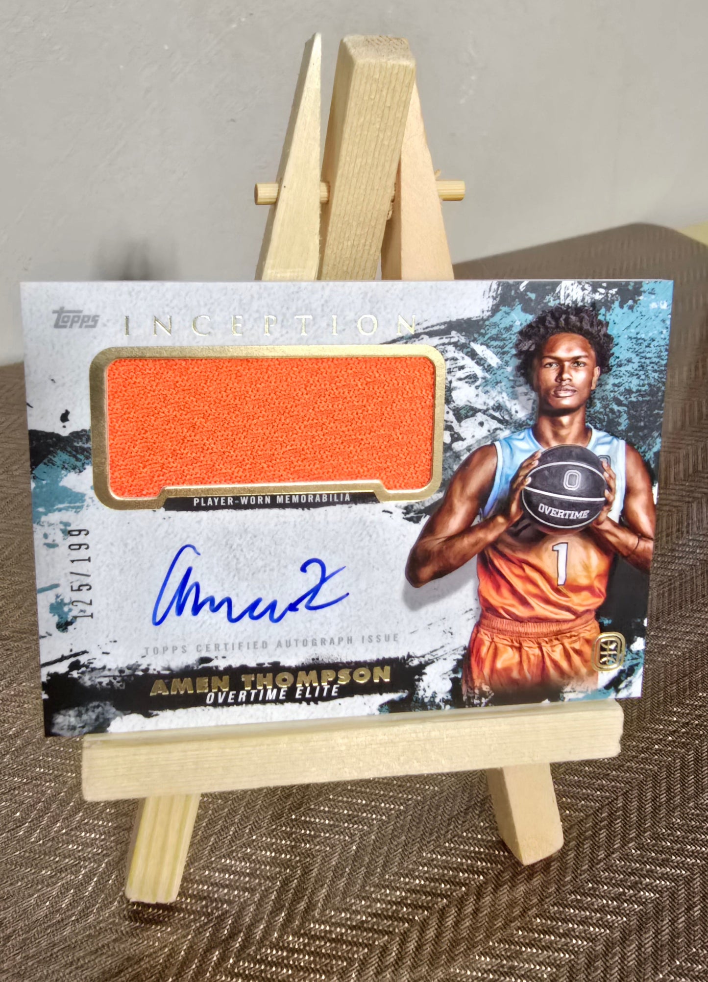 Carte Autographe Patch numérotée 125/199 collection sport Basketball AMEN THOMPSON Topps
