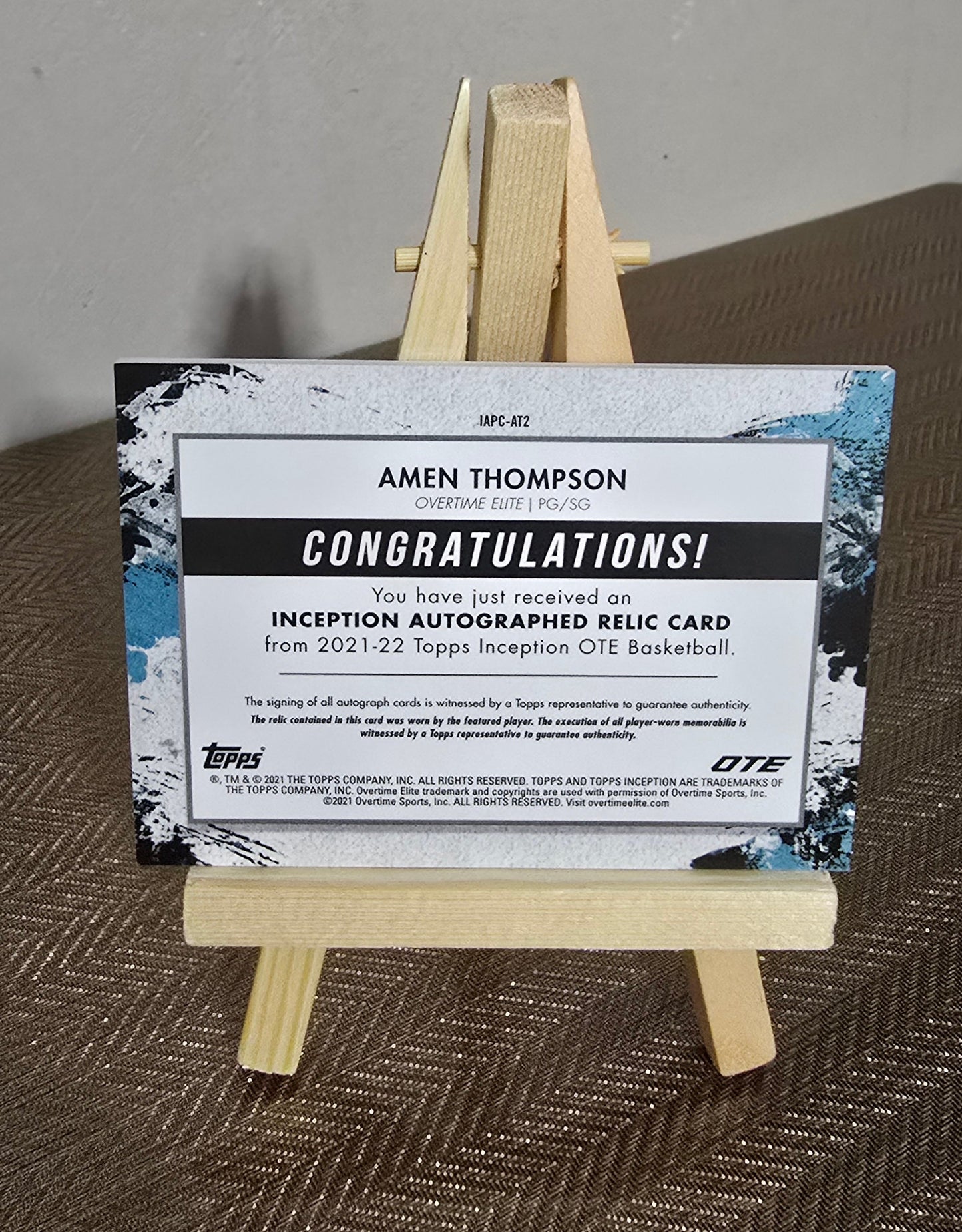 Carte Autographe Patch numérotée 125/199 collection sport Basketball AMEN THOMPSON Topps