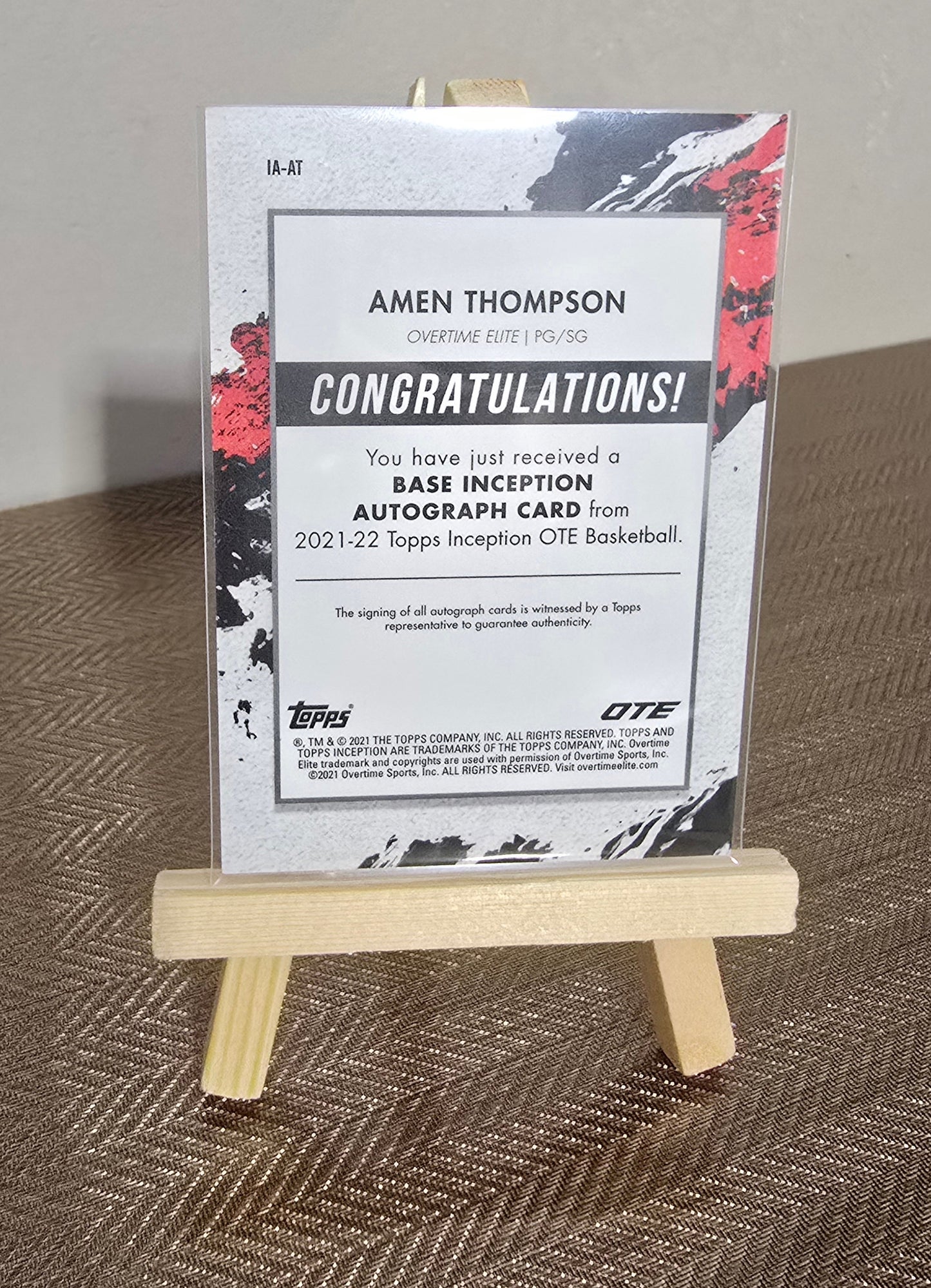 Carte Autographe numérotée 10/75 collection sport Basketball AMEN THOMPSON Topps