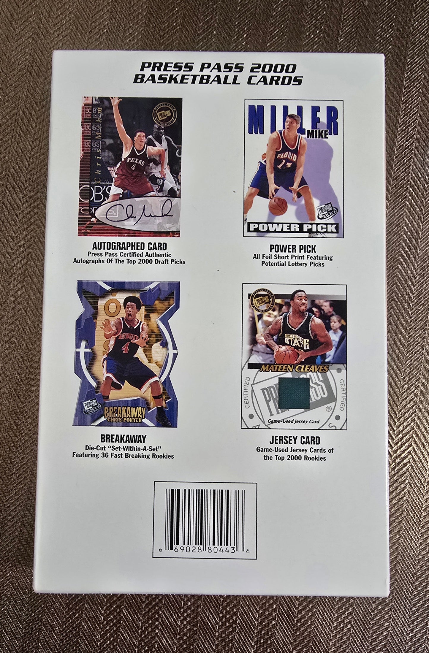 2000-01 Press Pass Cartes Basketball NBA Hobby Box Pack Fleer
