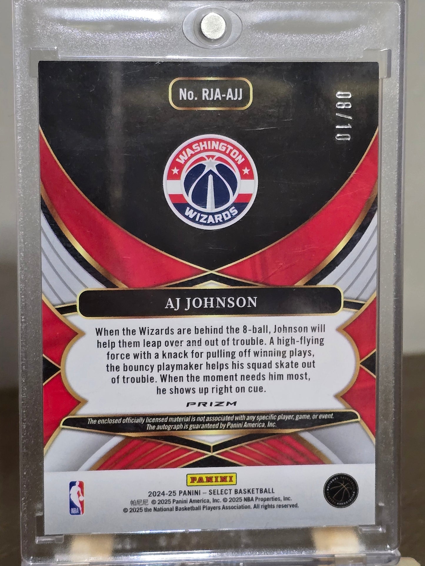 2024-25 Panini Select Basketball NBA - AJ JOHNSON - Carte Autographe + Patch #08/10 Topps