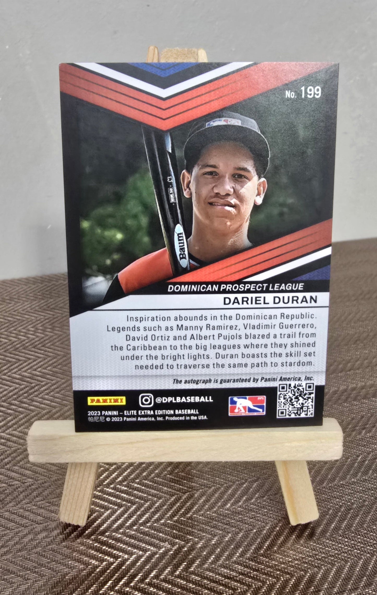 Carte Autographe collection Baseball MLB DARIEL DURAN Panini