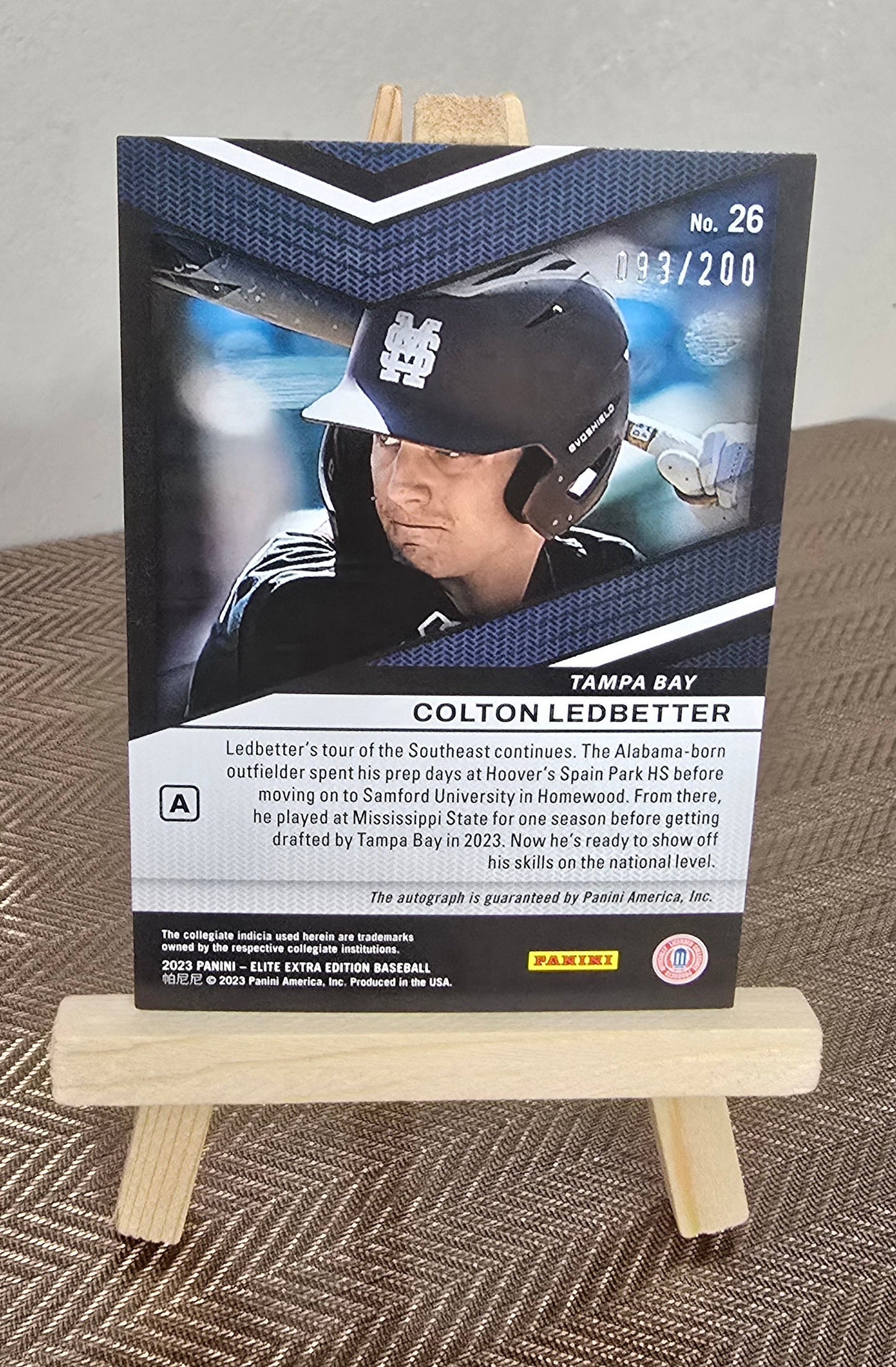 Carte Autographe numérotée #093/200 collection Baseball MLB COLTON LEDBETTER Panini