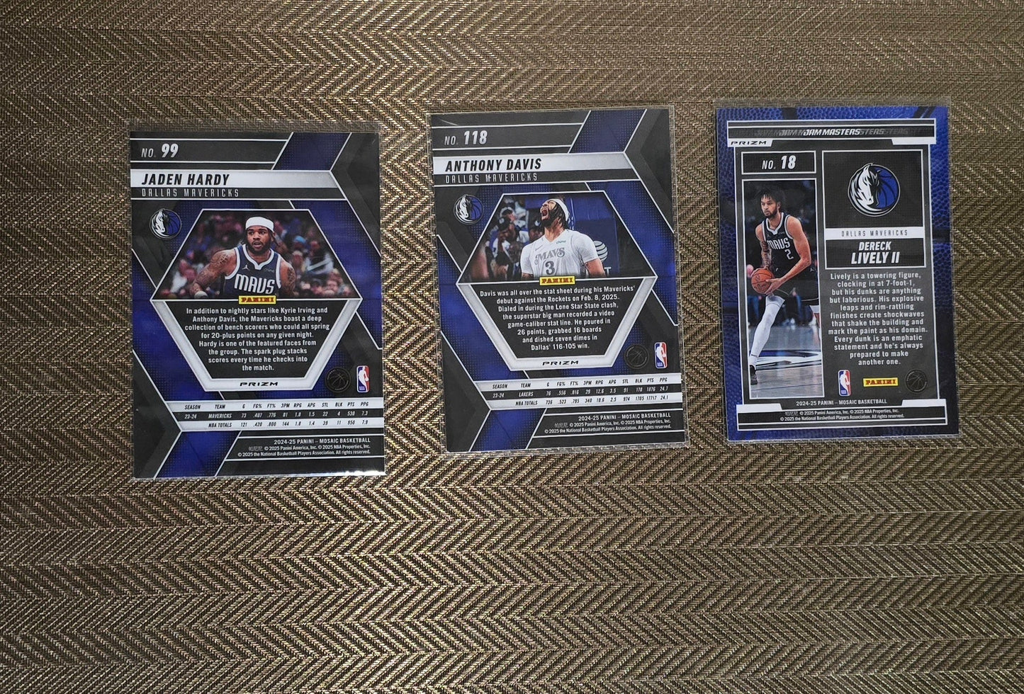 Lot 3 Cartes collection sport Basketball NBA Equipe MAVERICKS Panini
