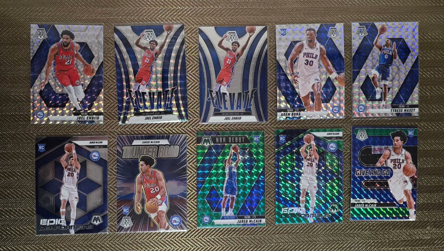 Lot 10 Cartes collection sport Basketball NBA Equipe PHILADELPHIA 76ERS Panini