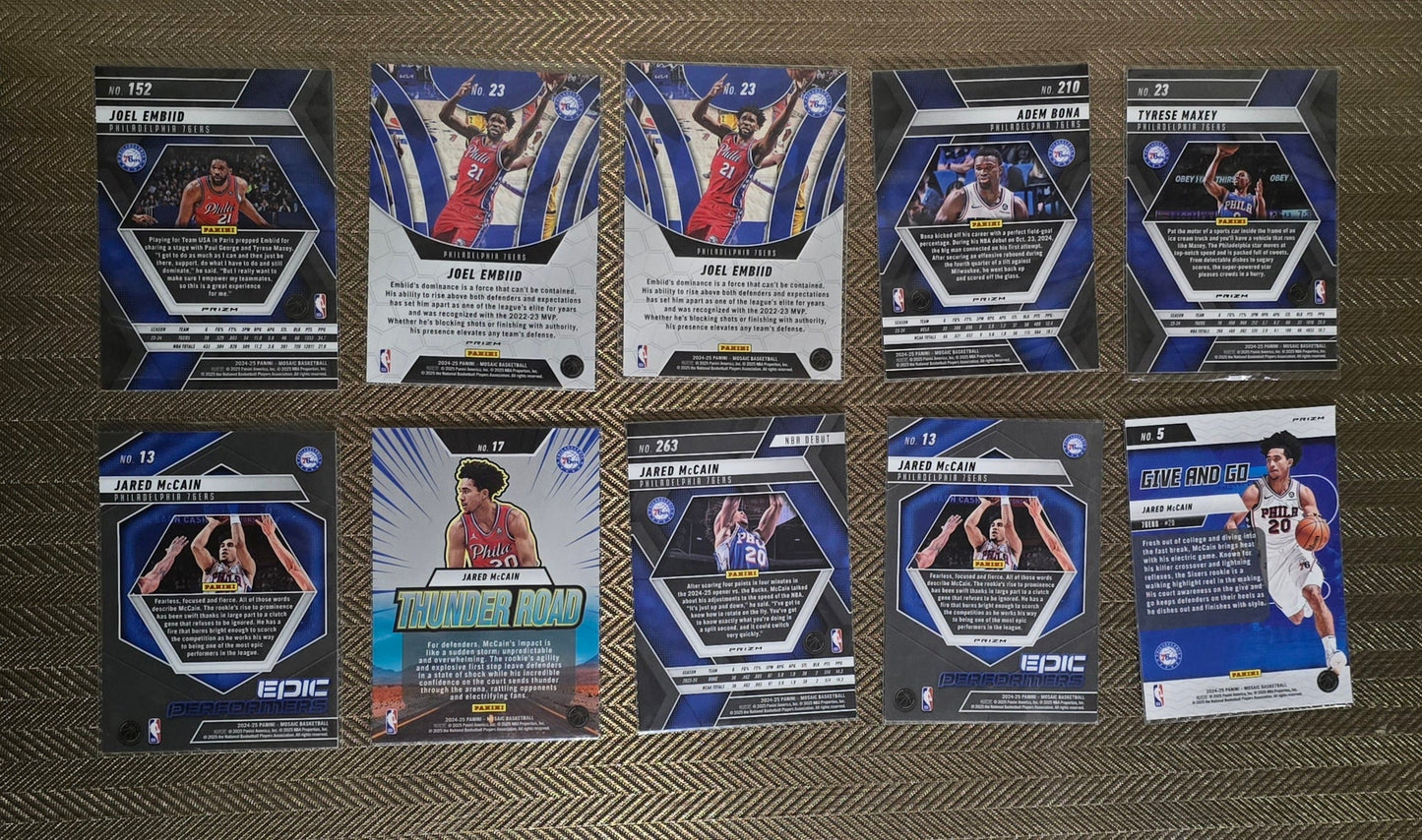 Lot 10 Cartes collection sport Basketball NBA Equipe PHILADELPHIA 76ERS Panini