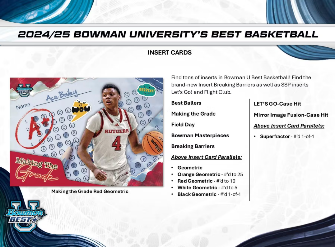 2024-25 Bowman University Best Cartes Basketball NBA Hobby Box Panini
