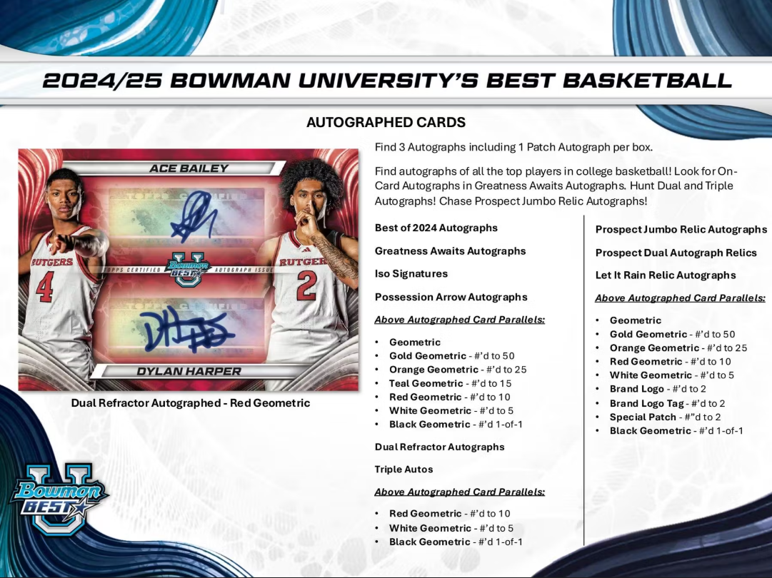 2024-25 Bowman University Best Cartes Basketball NBA Hobby Box Panini