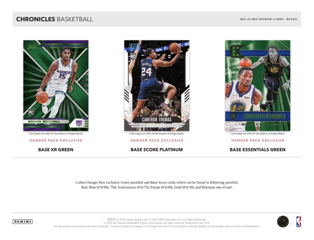 2021-22 Panini Chronicles Cartes Basketball NBABlaster Box (Pink Parallels!) Panini