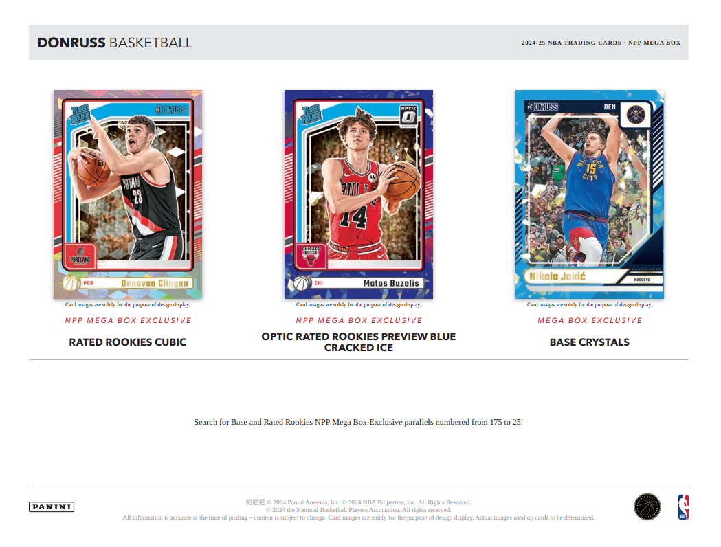 2024-25 Panini Donruss Cartes Basketball NBA Méga Box
