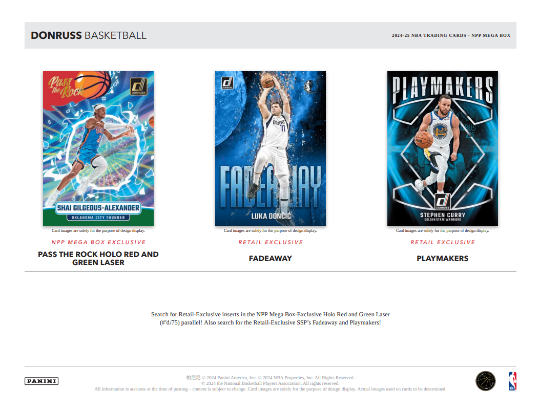 2024-25 Panini Donruss Cartes Basketball NBA Méga Box
