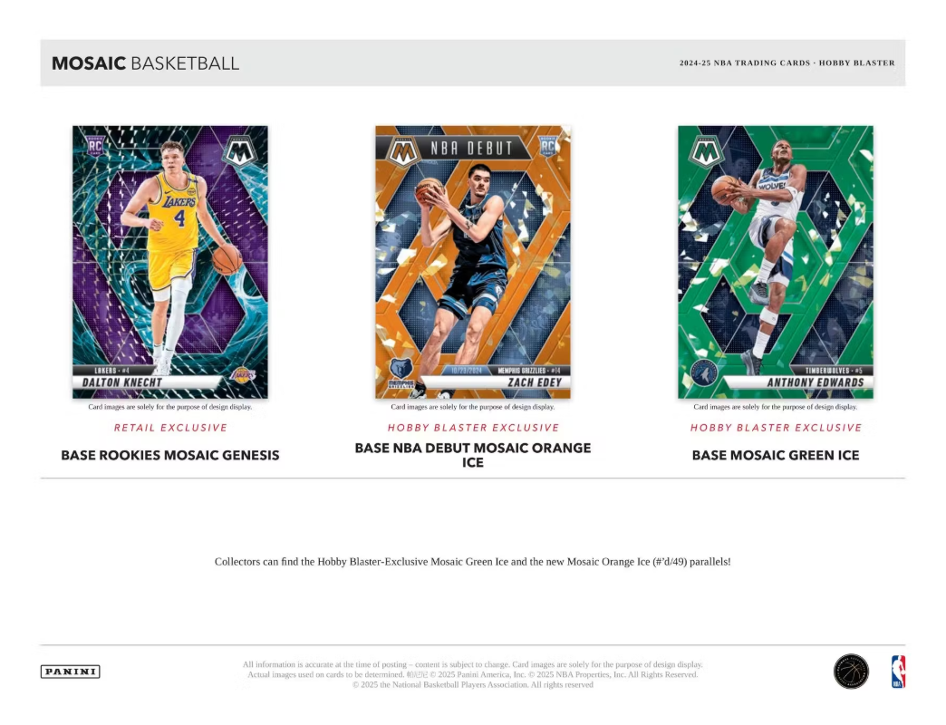 2024-25 Panini Mosaic Cartes Basketball NBA Hobby Blaster Box Panini