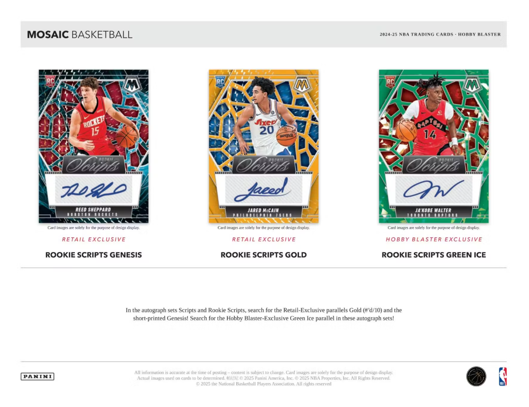 2024-25 Panini Mosaic Cartes Basketball NBA Hobby Blaster Box Panini