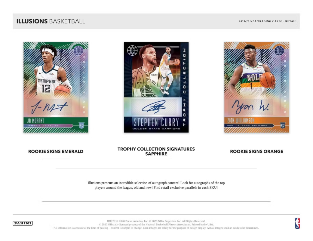 2019-20 Panini Illusions Cartes Basketball NBA Méga Box Panini