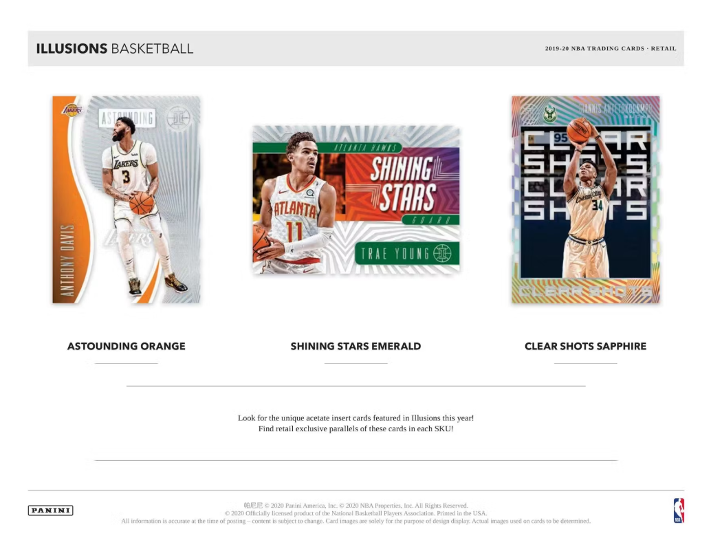 2019-20 Panini Illusions Cartes Basketball NBA Méga Box Panini