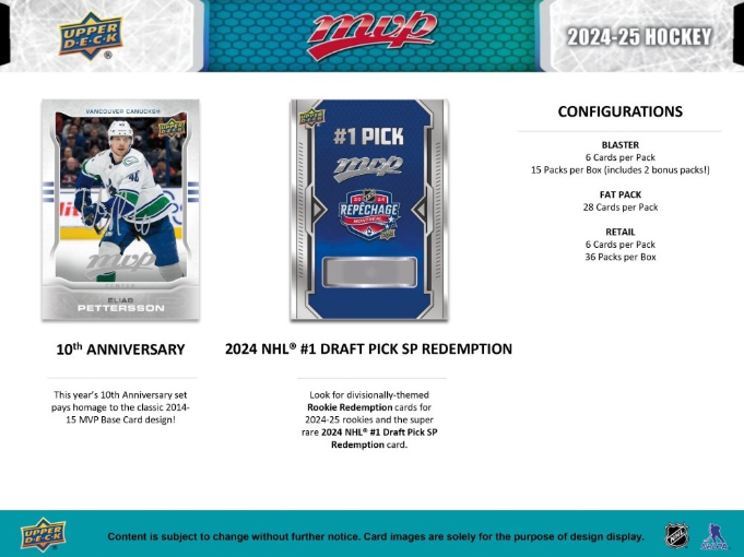 2024-25 Upper Deck MVP Cartes Hockey NHL Blaster Box
