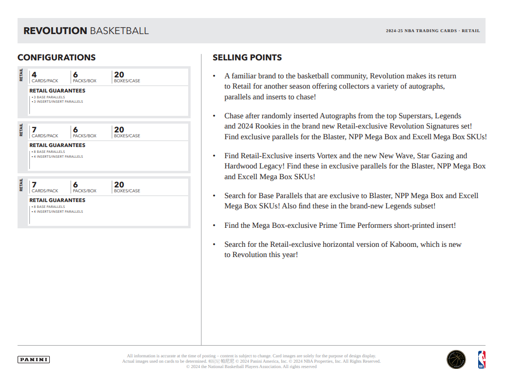 2024-25 Panini Revolution Cartes Basketball NBA Blaster Box