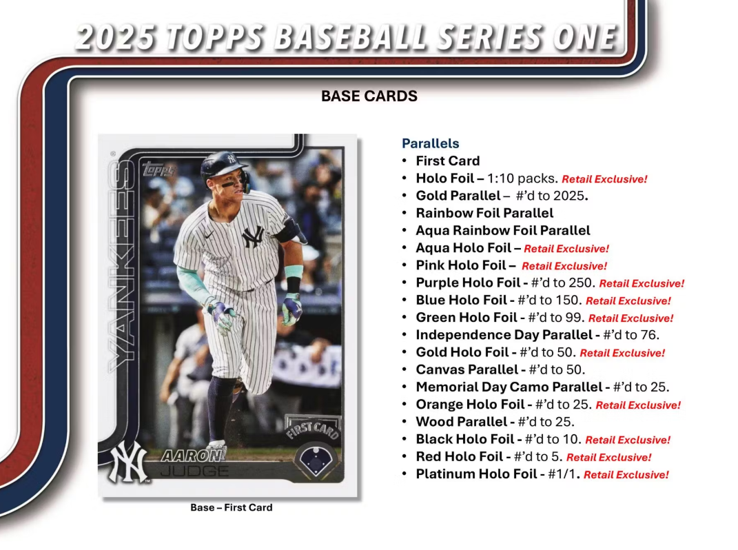 2025 Topps Series 1 Cartes Baseball MLB 7-Pack Blaster Box