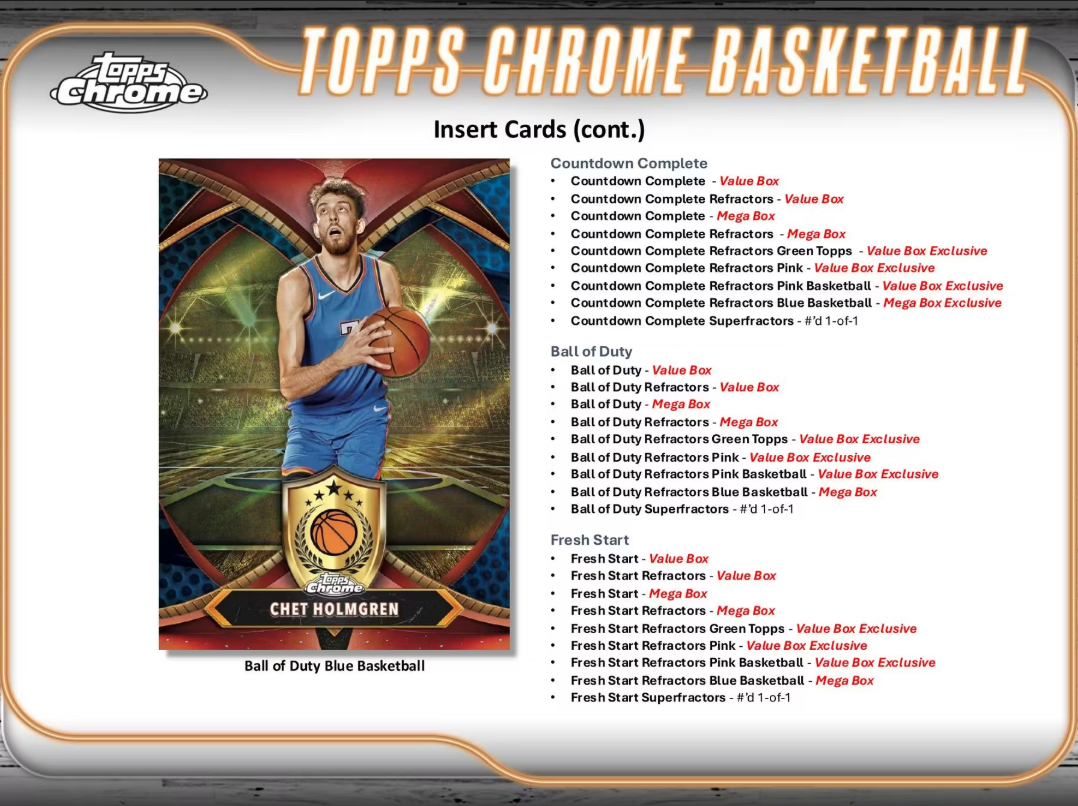 2024-25 Topps Chrome Cartes Basketball NBA Blaster Box