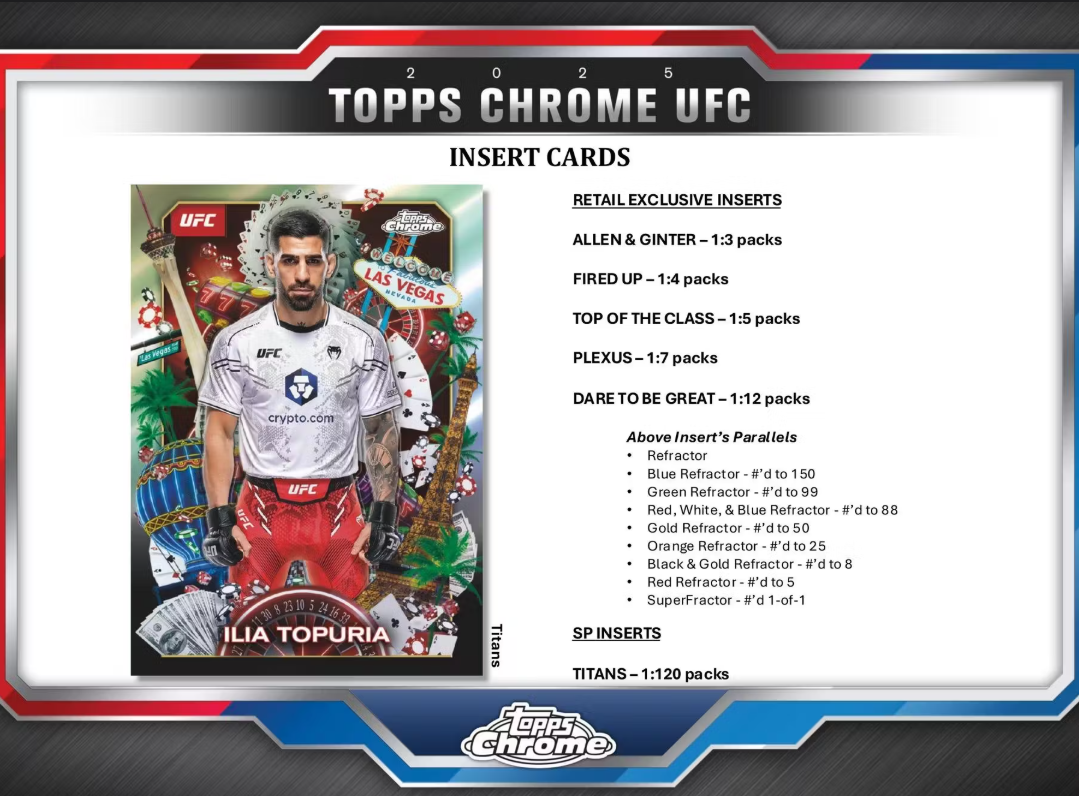 2025 Topps Chrome Cartes UFC Blaster Box Topps