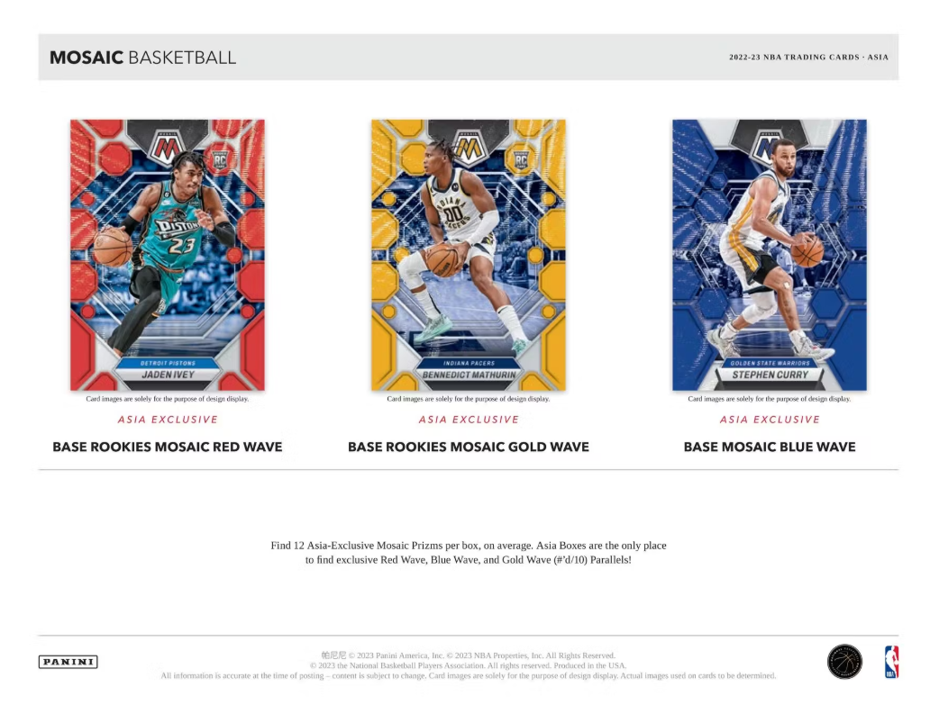 2022-23 Panini Mosaic Cartes Basketball NBA Asia Box Panini