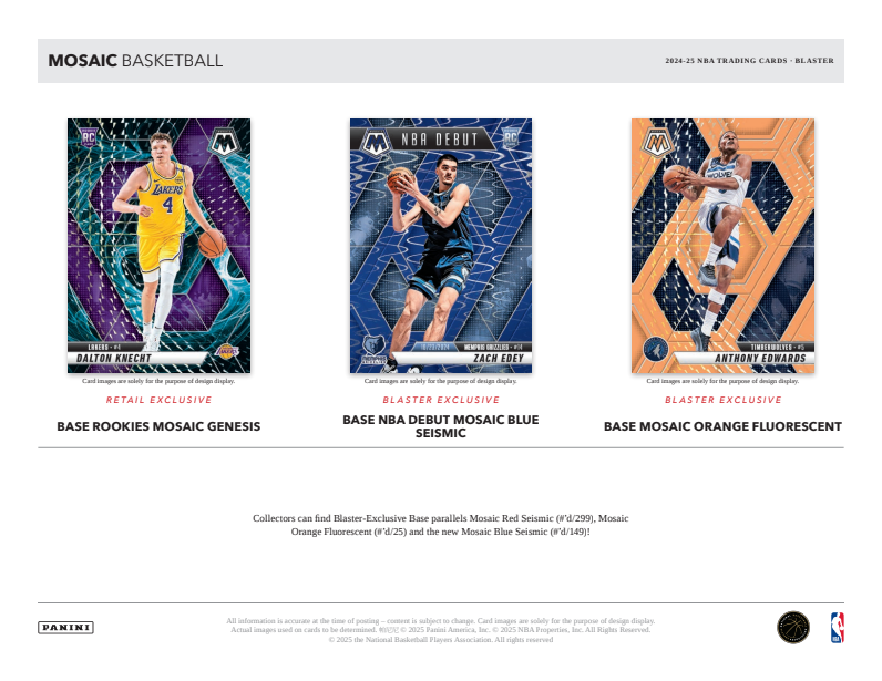2024-25 Panini Mosaic Cartes Basketball NBA Blaster Box Panini