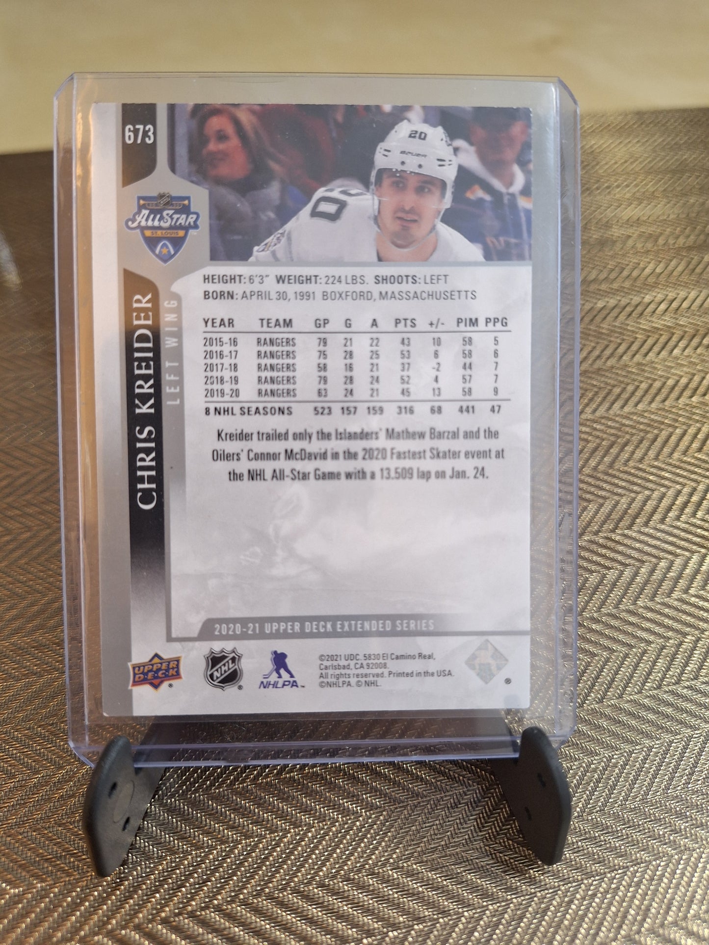 Carte Collection Hockey Upper Deck Extended séries CHRIS KREIDER 2020/2021