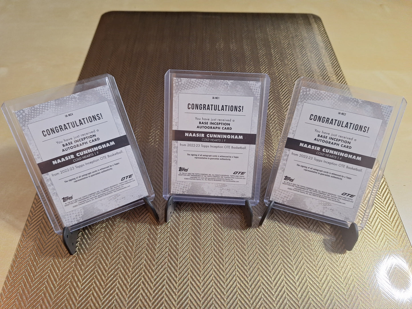 Lot 3 cartes autographes collection sport Basketball NAASIR CUNNINGHAM /25 /50 /199 #Topps Inception 2022-2023
