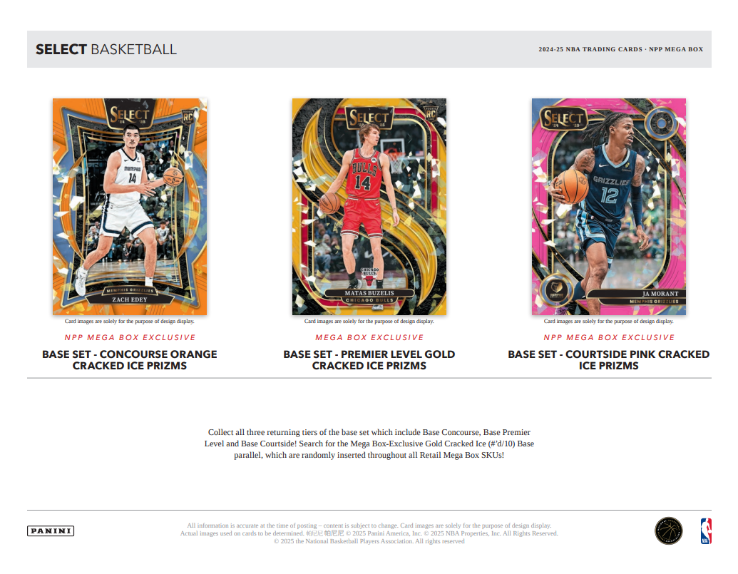 2024-25 Panini Select Cartes Basketball NBA Méga Box Panini