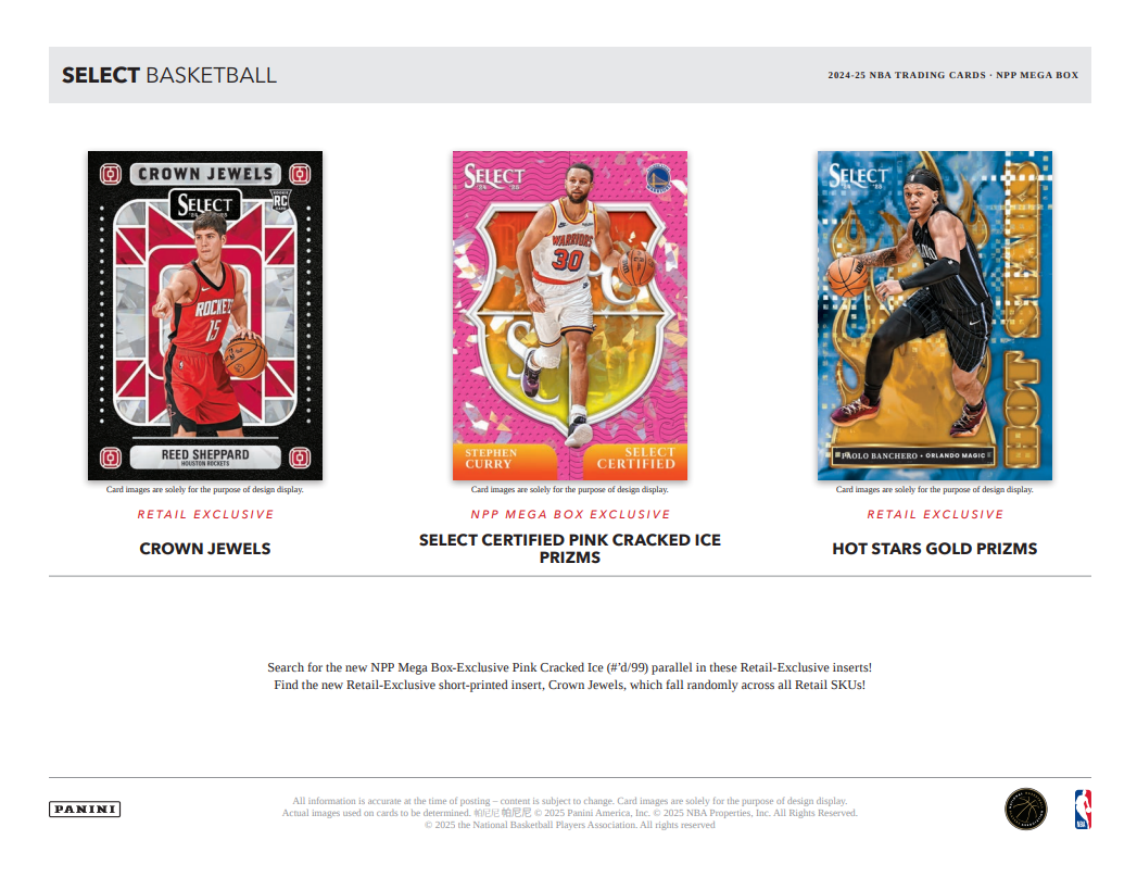 2024-25 Panini Select Cartes Basketball NBA Méga Box Panini
