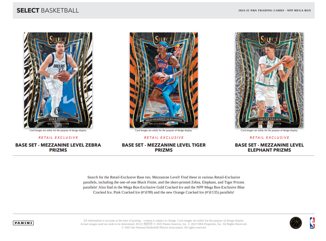 2024-25 Panini Select Cartes Basketball NBA Méga Box Panini