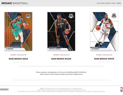 2019-20 Panini Mosaic Cartes Basketball NBA Hobby Box