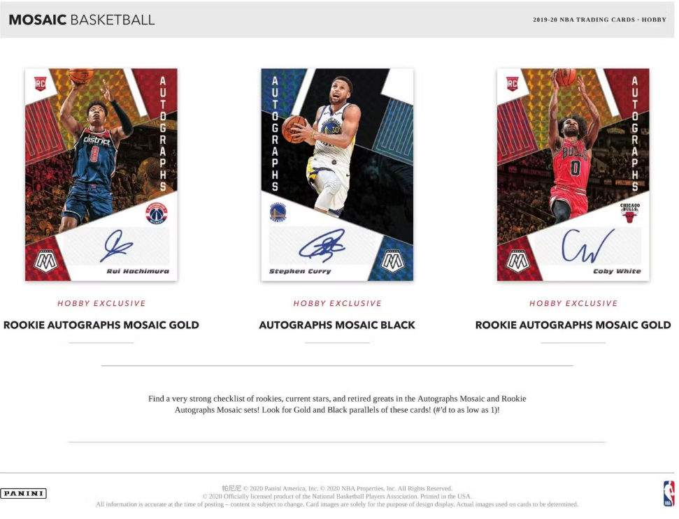 2019-20 Panini Mosaic Cartes Basketball NBA Hobby Box