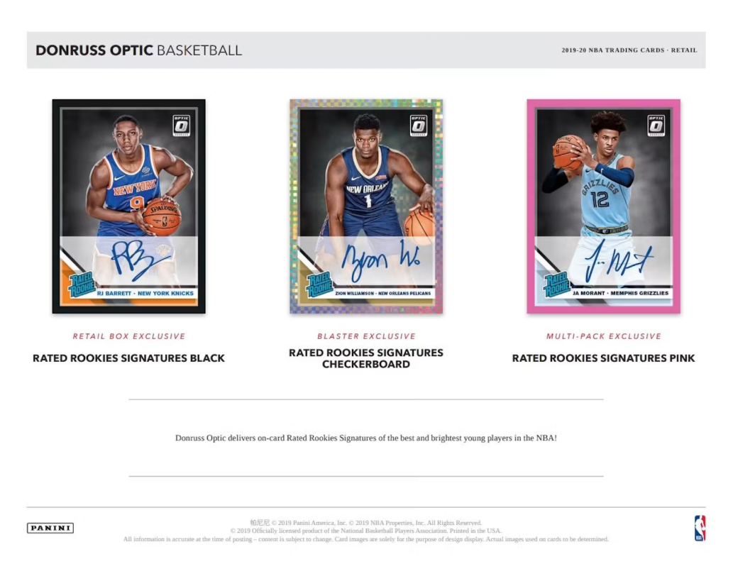 2019-20 Panini Donruss Optic Cartes Basketball NBA Blaster Box