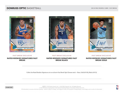 2019-20 Panini Donruss Optic Cartes Basketball NBA Fast Break Box