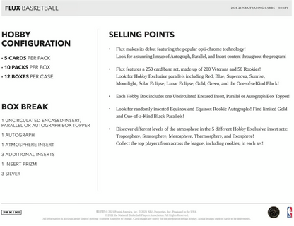 2020-21 Panini Flux Cartes Basketball NBA Hobby Box
