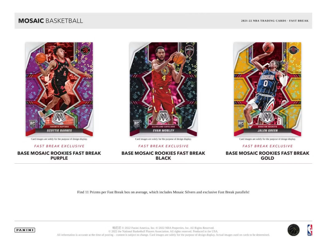 2021-22 Panini Mosaic Cartes Basketball NBA Fast break Box