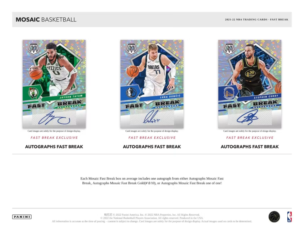 2021-22 Panini Mosaic Cartes Basketball NBA Fast break Box