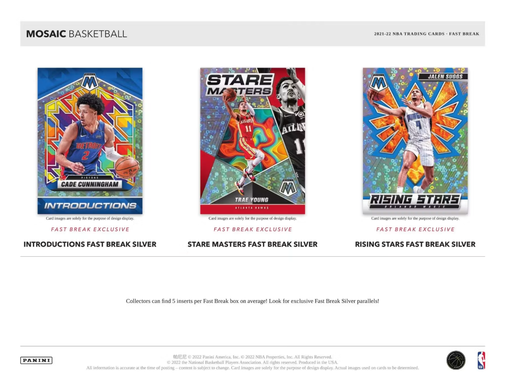 2021-22 Panini Mosaic Cartes Basketball NBA Fast break Box