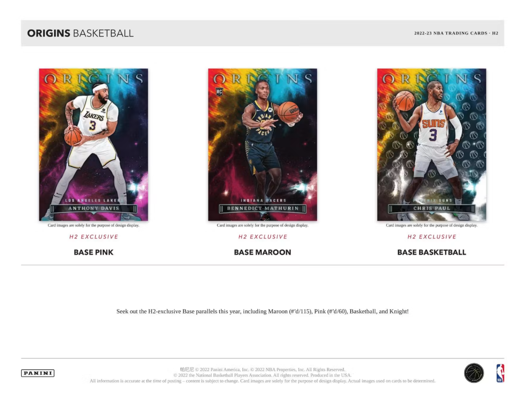 2022-23 Panini Origins Cartes Basketball NBA H2 Box