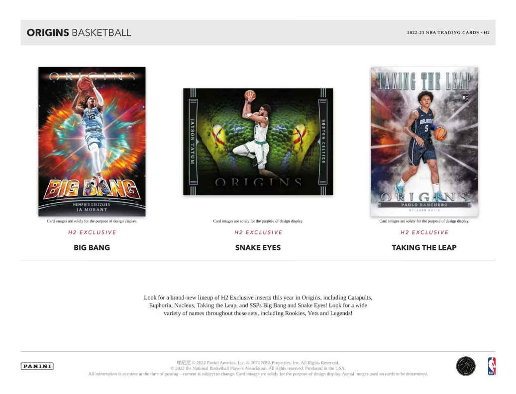2022-23 Panini Origins Cartes Basketball NBA H2 Box