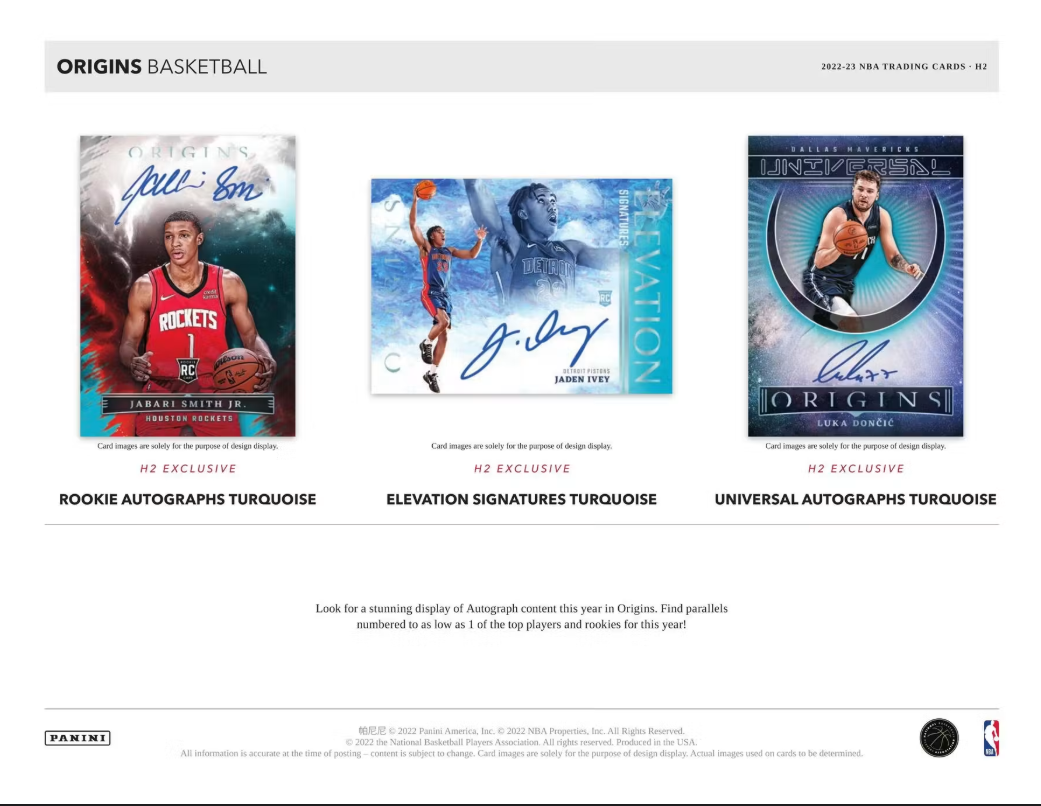 2022-23 Panini Origins Cartes Basketball NBA H2 Box