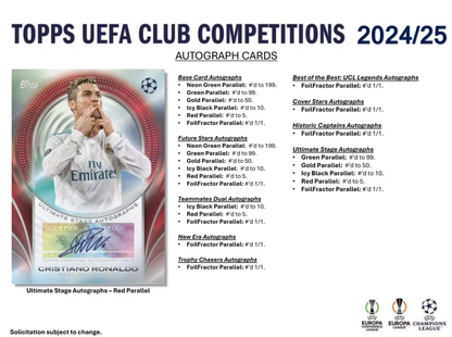 2024-25 Topps UEFA Club Competitions Cartes Foot Soccer Blaster Box Topps