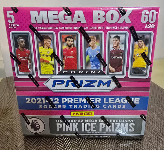 2021/22 Panini Prizm Premier League EPL Soccer Mega Box (Pink Ice Prizms)