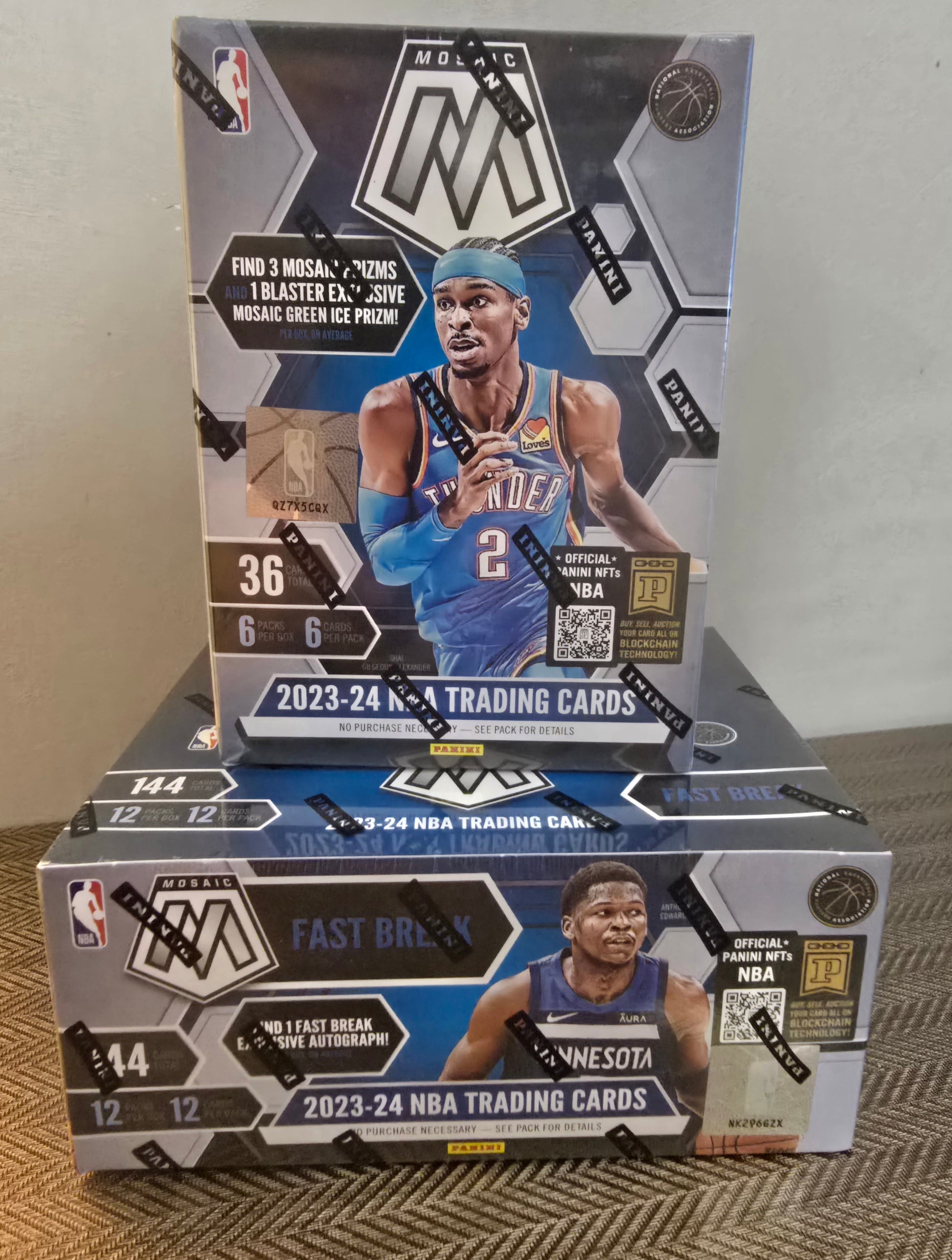 Lot 2 Box Cartes Basketball NBA Panini Mosaïc Hobby Blaster + Fast Break 2023/2024