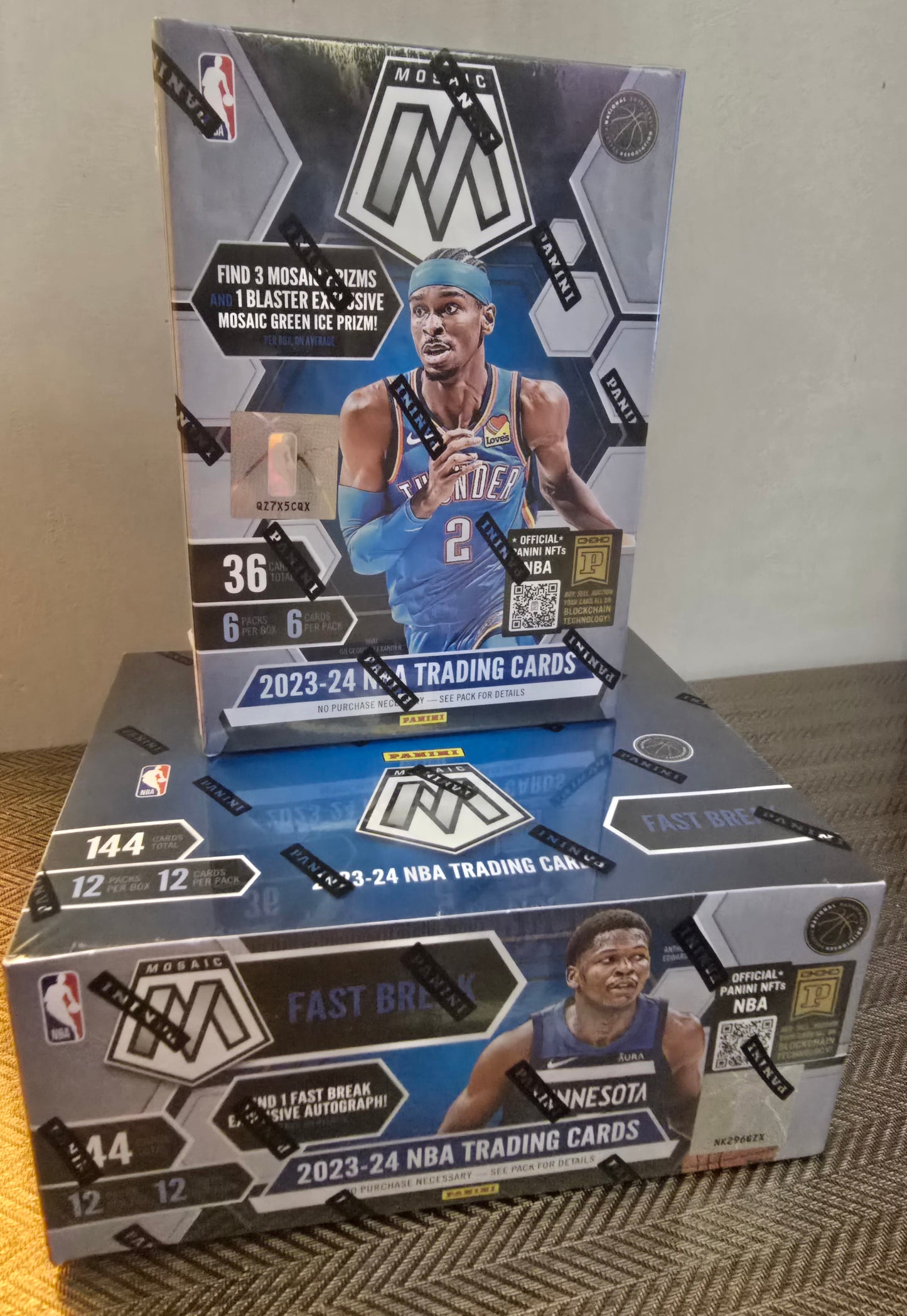 Lot 2 Box Cartes Basketball NBA Panini Mosaïc Hobby Blaster + Fast Break 2023/2024