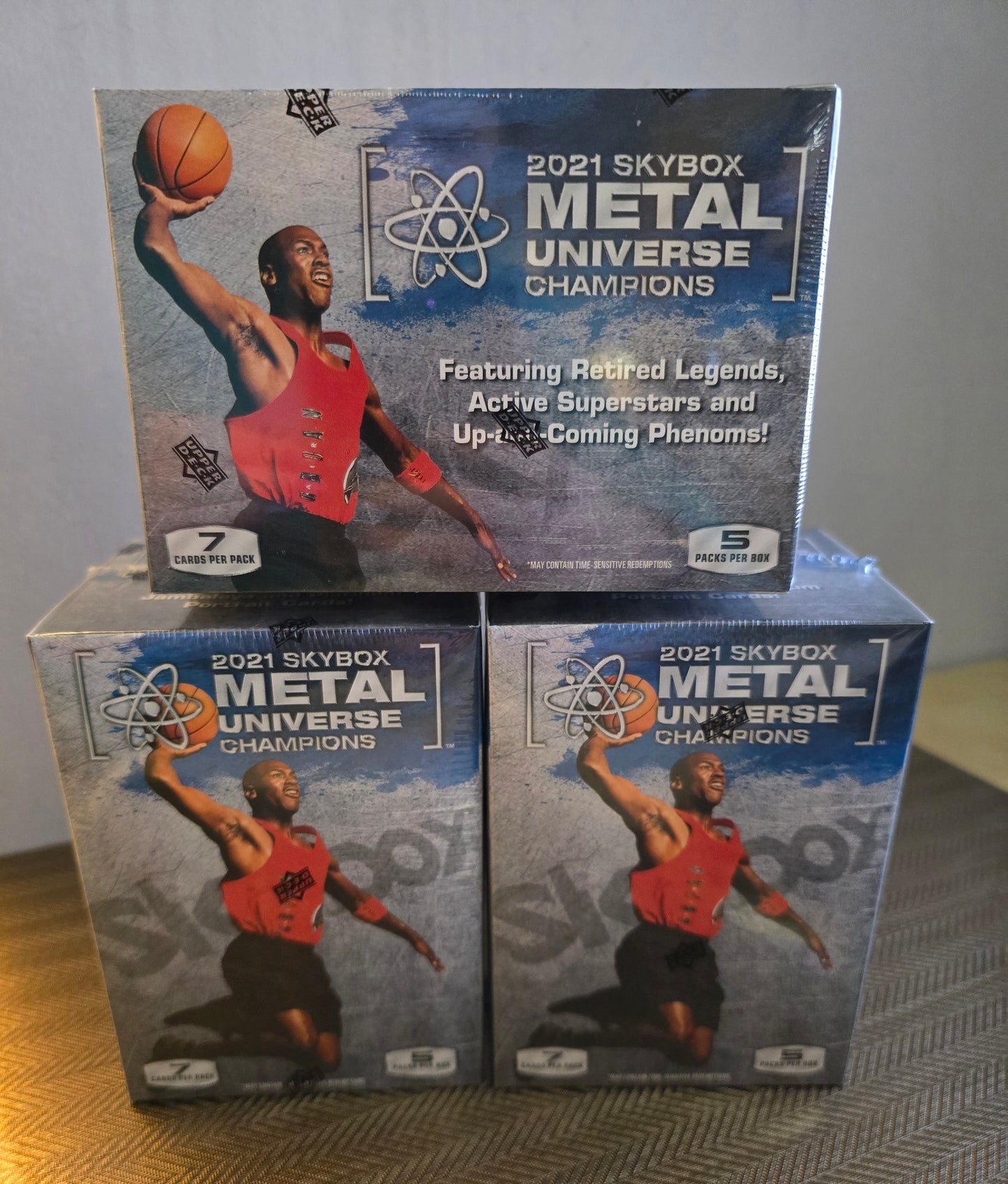 Lot 3 Box 2021 Upper Deck Skybox Metal Universe Champions Cartes Basketball NBA