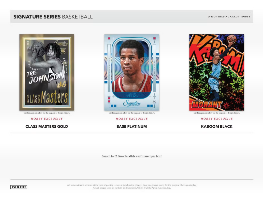 2025-26 Panini Signature Series Cartes Basketball NBA Hobby Box